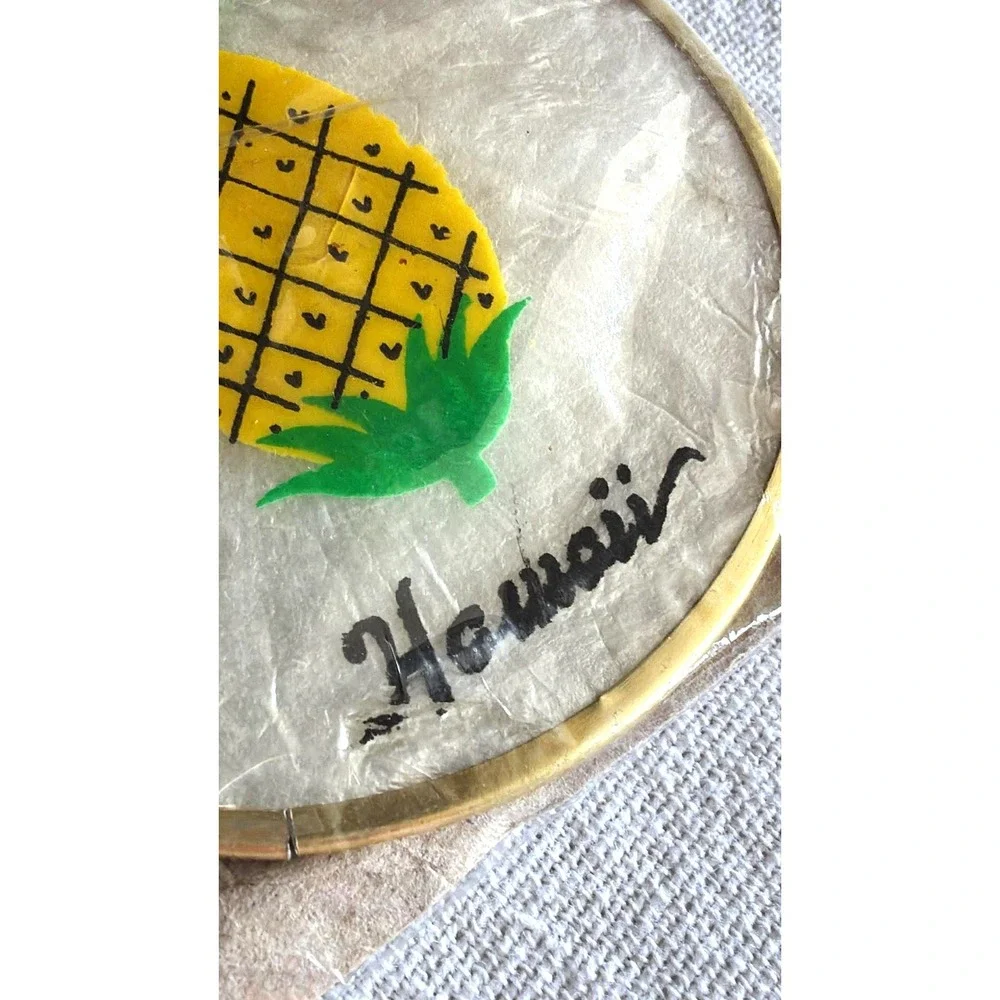 Hawaii Souvenir Coasters Set of 6 Multi NOS Vintage Pineapple Tiki Shell